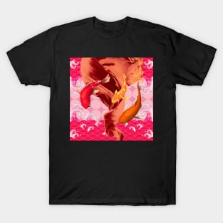 Koi Fish with an Orange and Pink Swirl Ocean- Happy Hong Kong T-Shirt